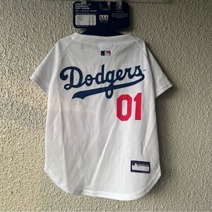 MLB Los Angeles Dodgers Jersey for Dogs Sports Jersey White and blue Large NWT